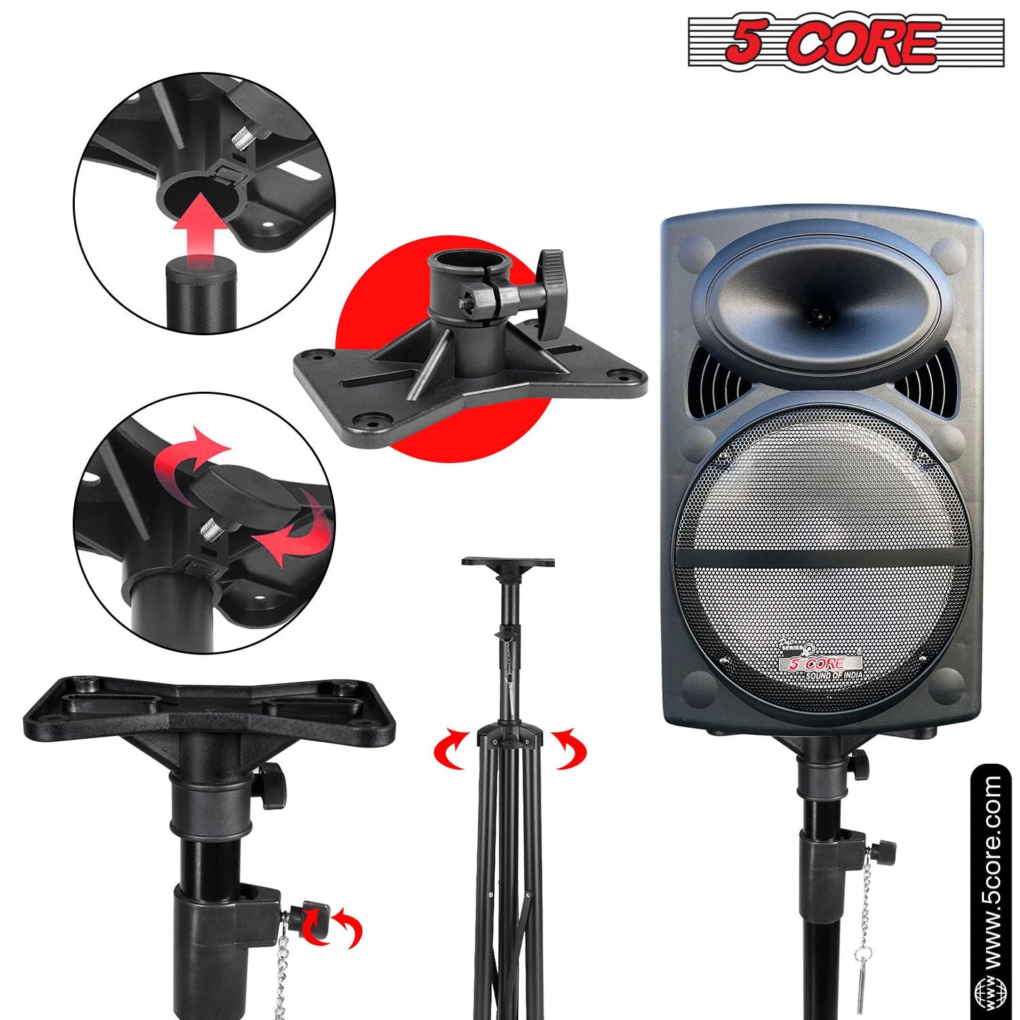 5Core Speaker Stand Tripod Tall Adjustable 72 Inch DJ Studio Monitor