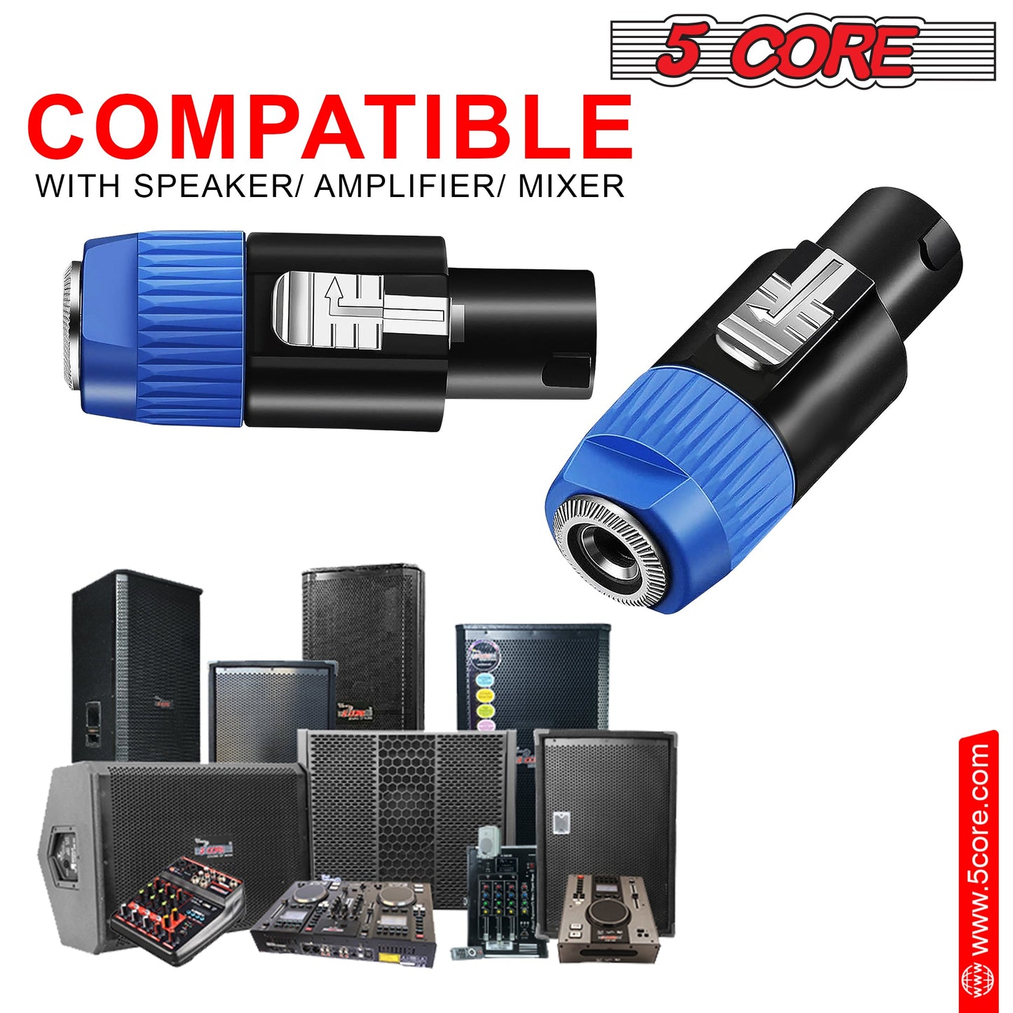 5Core Speakon Adapter High Quality Audio Jack Male Audio Pin Speaker