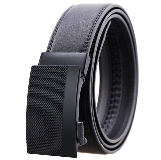 Black Belt & Buckle Leather Mens Adjustable Ratchet Slide Belt