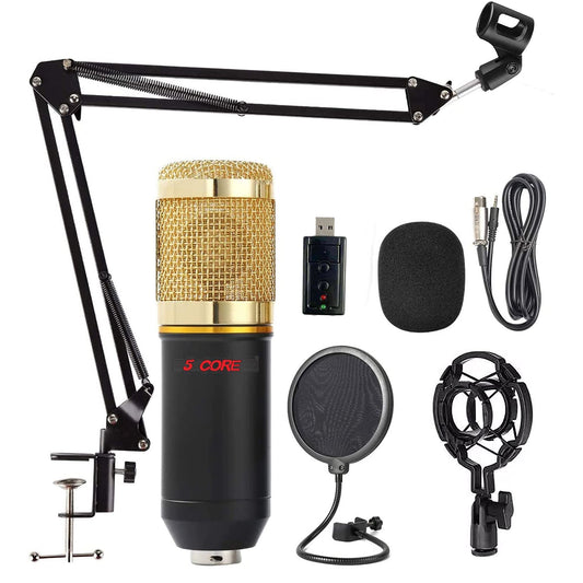 5Core Podcast Bundle Professional Condenser Set - Gold/Black