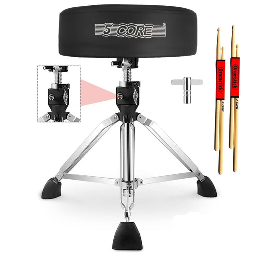 5Core Drum/Guitar Throne Padded Adjustable Stool Seat Black