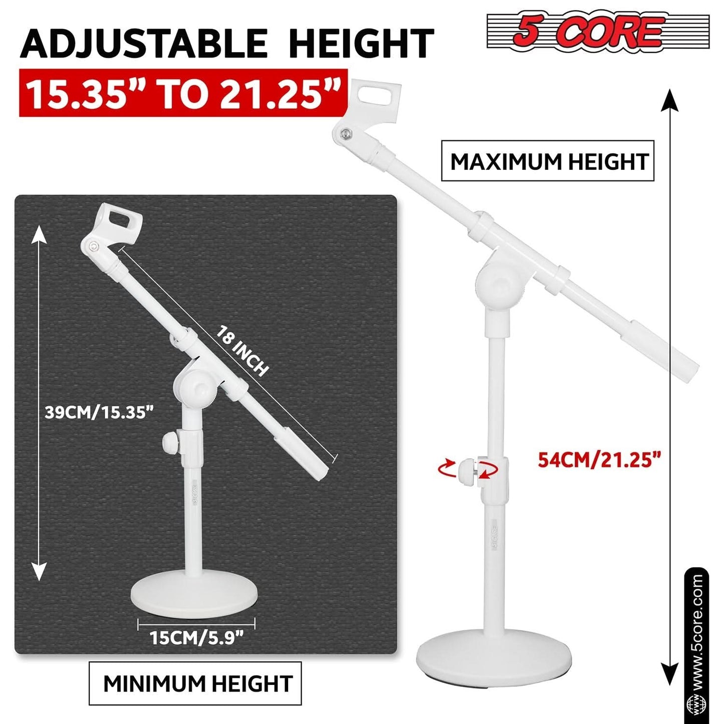 5Core Round Base Desktop Mic Stand Universal Desk Microphone Holder