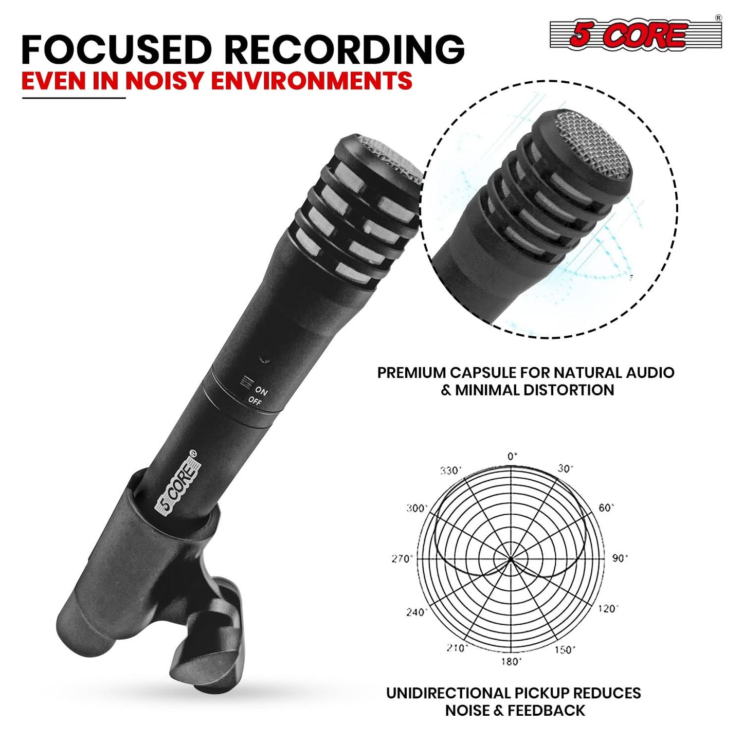 5Core Instrument Microphone Professional XLR Cardioid Pencil Stick