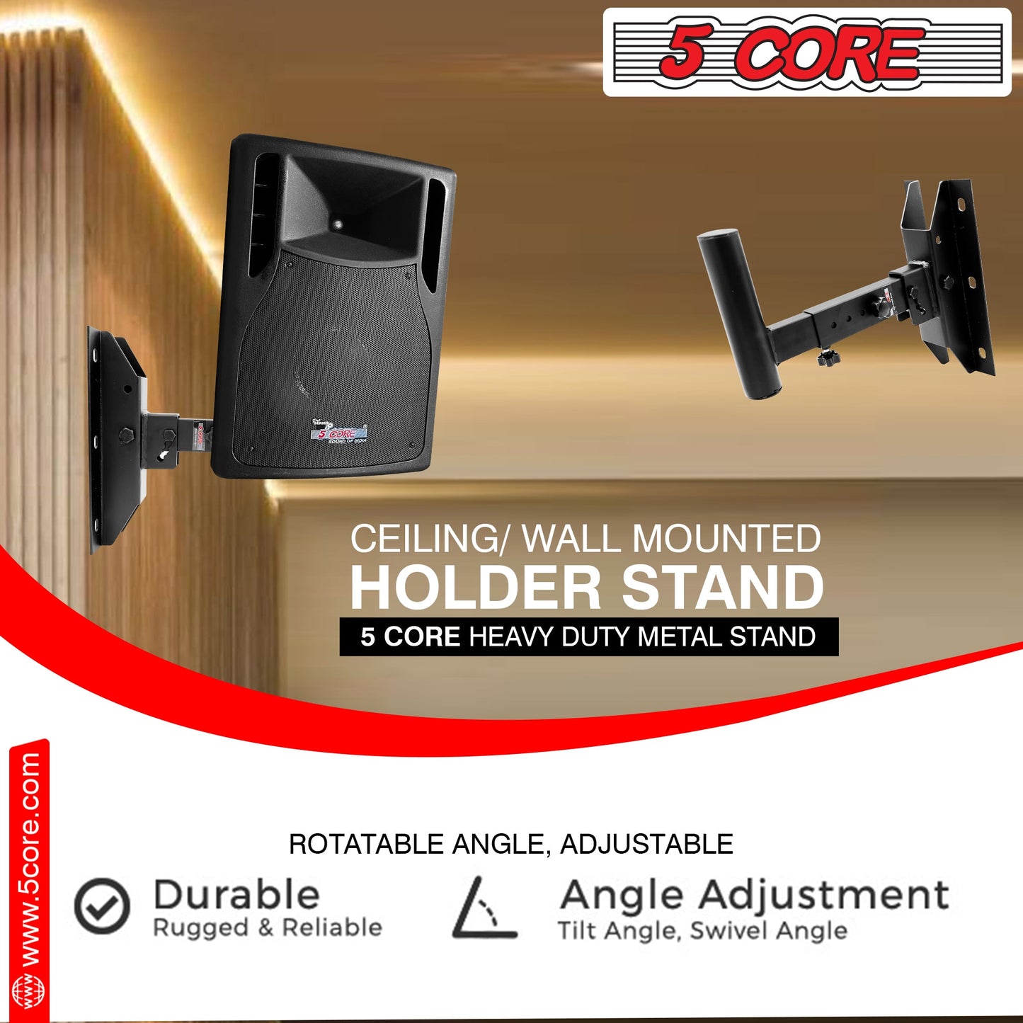 5Core Speaker Wall Mount Rotatable Angle Mounting Bracket Wall