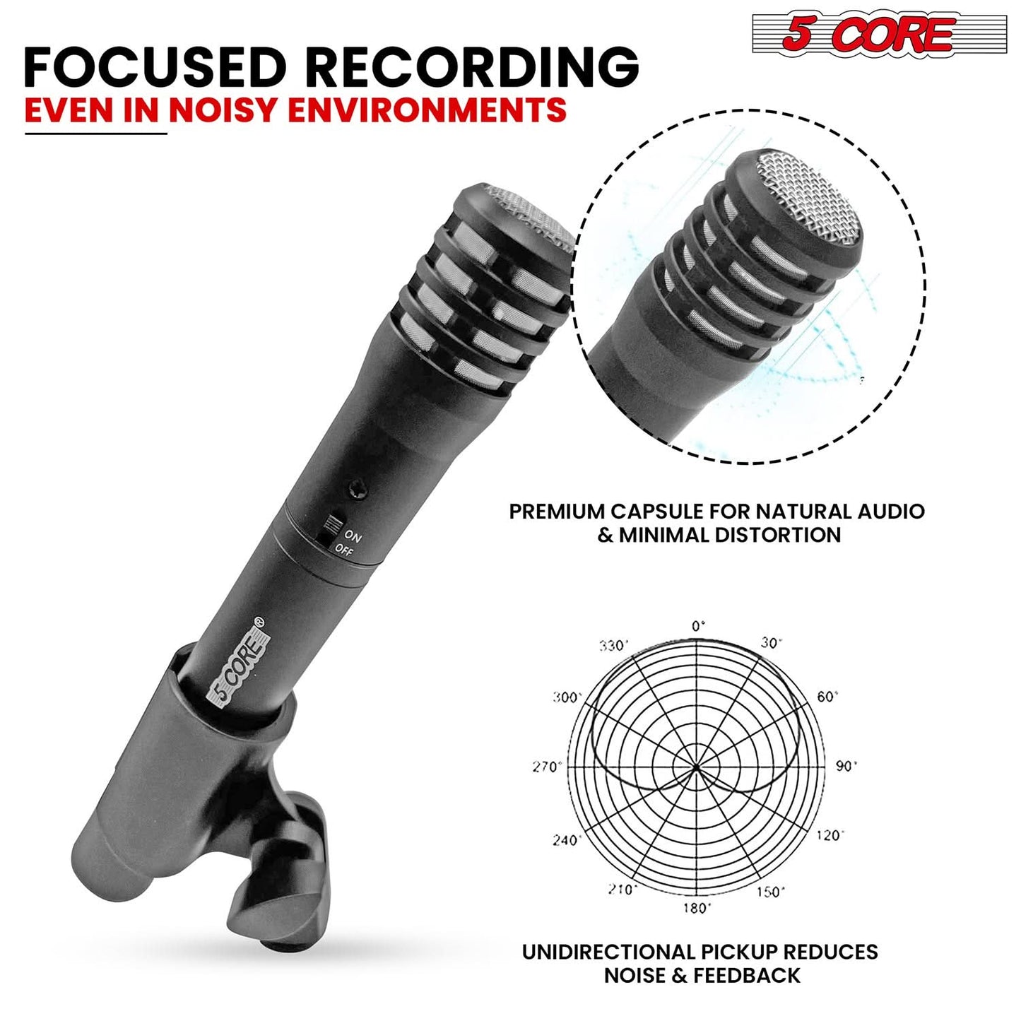 5Core Instrument Microphone Professional XLR Cardioid Pencil Stick