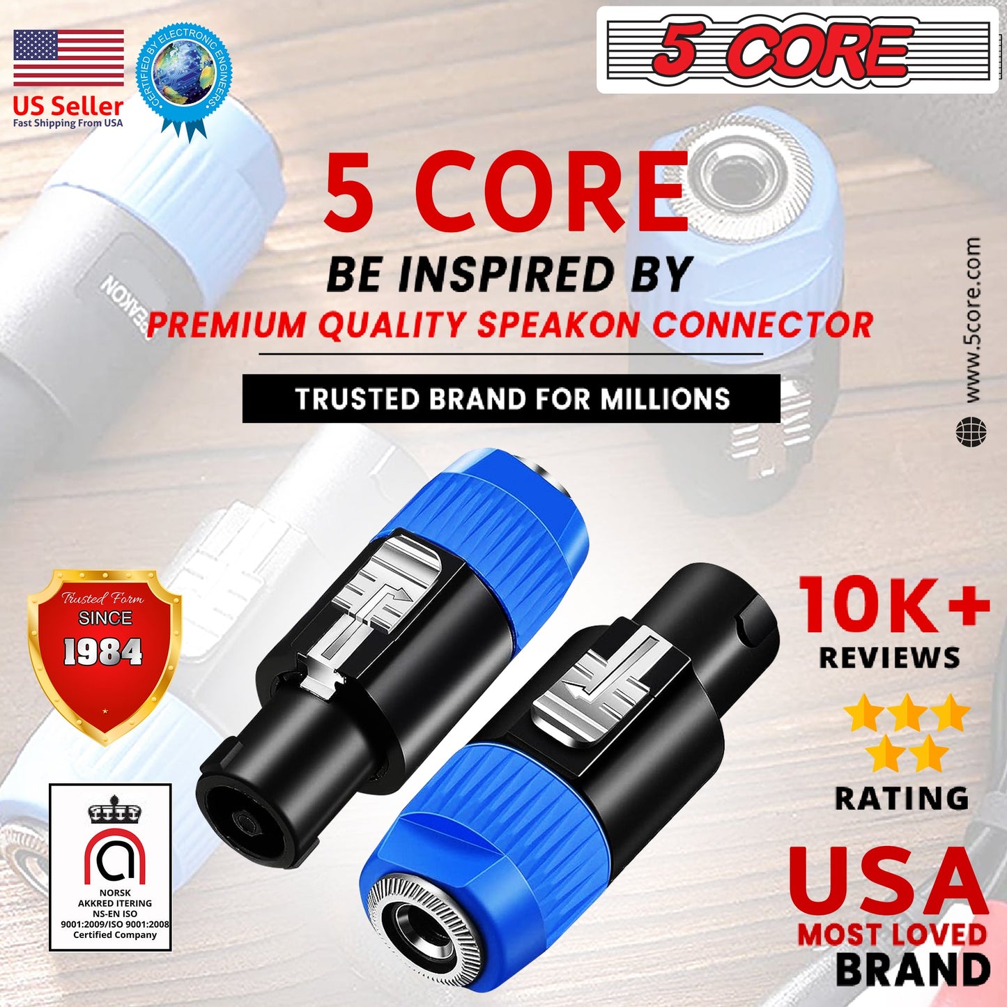 5Core Speakon Adapter High Quality Audio Jack Male Audio Pin Speaker