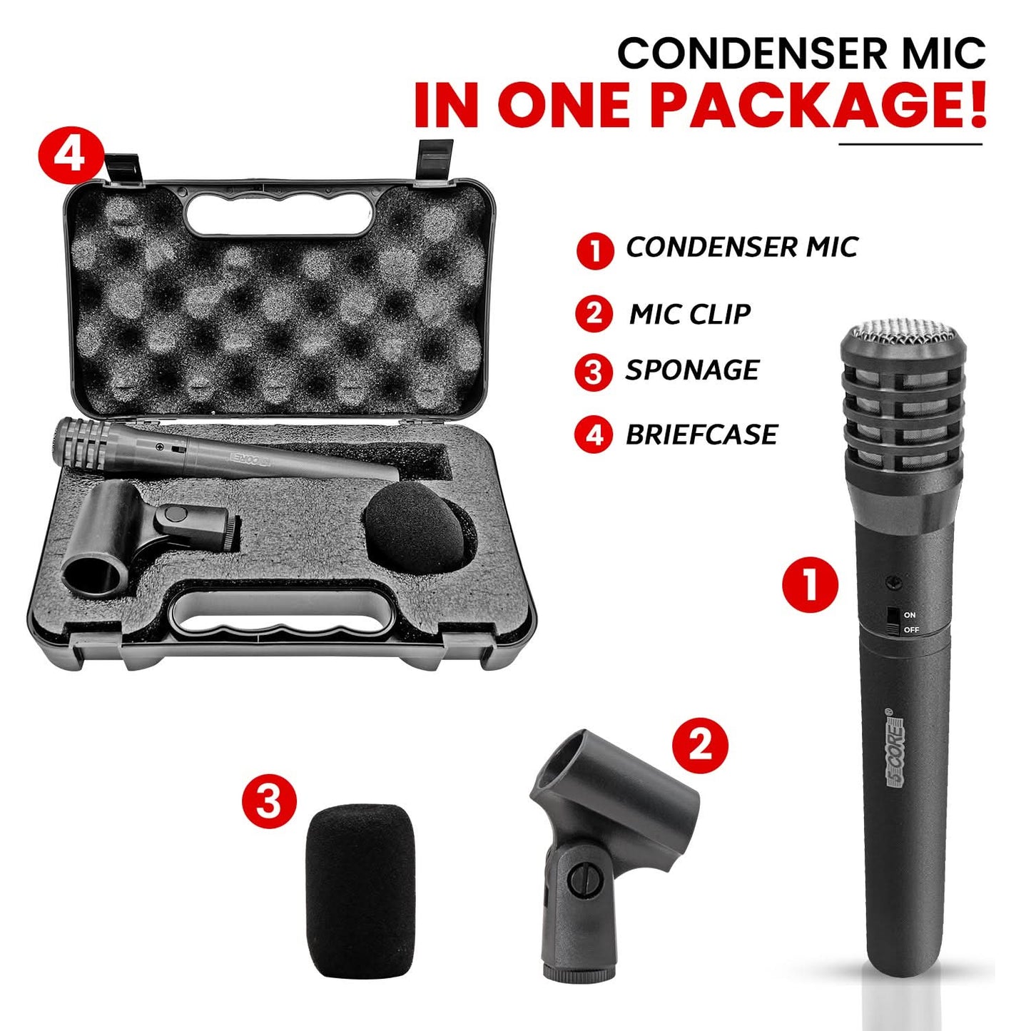 5Core Instrument Microphone Professional XLR Cardioid Pencil Stick