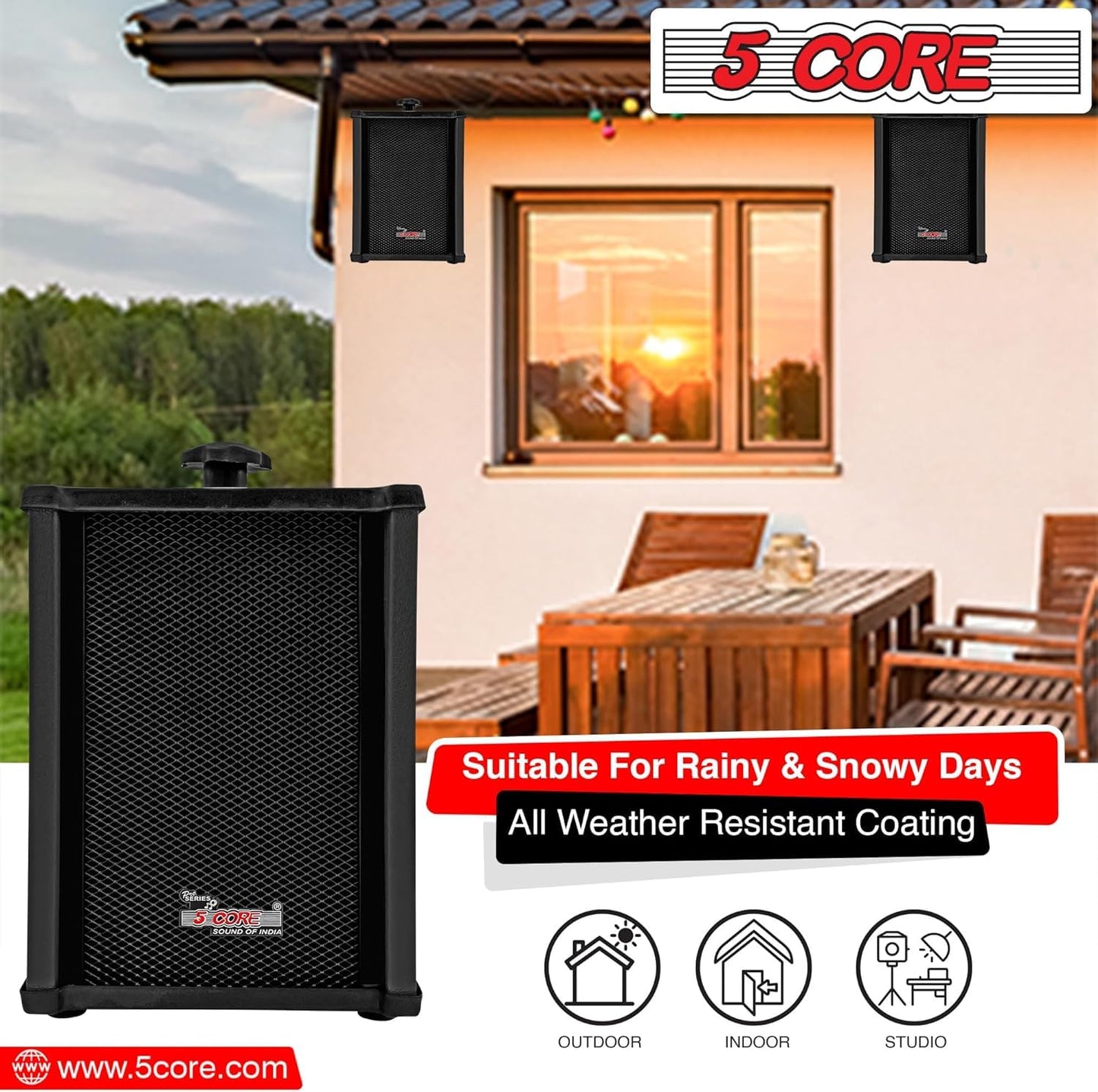 5Core Audio System Combo 30W Amplifier 6.4” Wall Speakers 4 Piece 10W