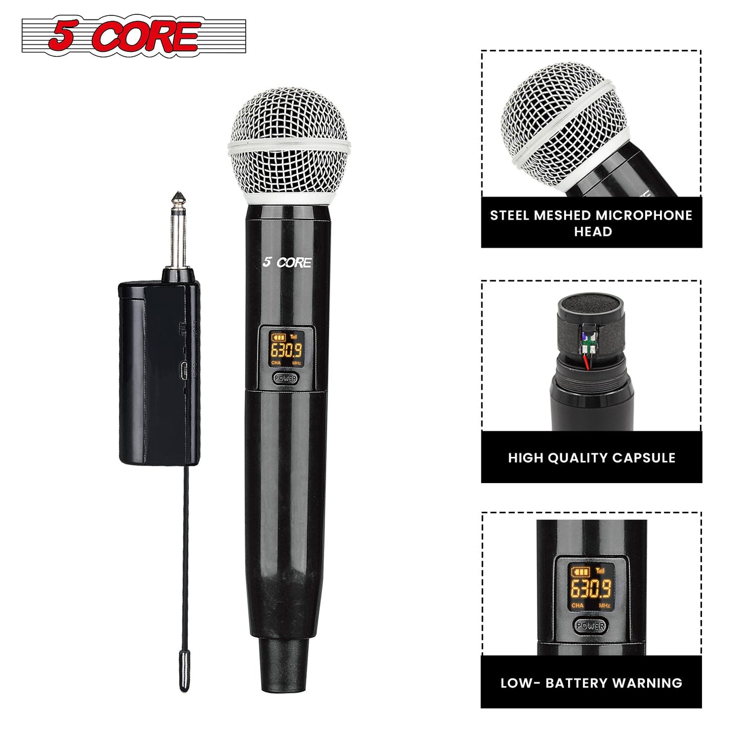 5Core Wireless Microphones VHF Microfonos Inalambricos Professional