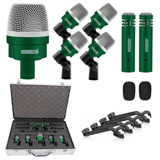 5 Core Drum Mic Kit 7 Piece Dynamic XLR Kick Bass Tom Snare Microphone