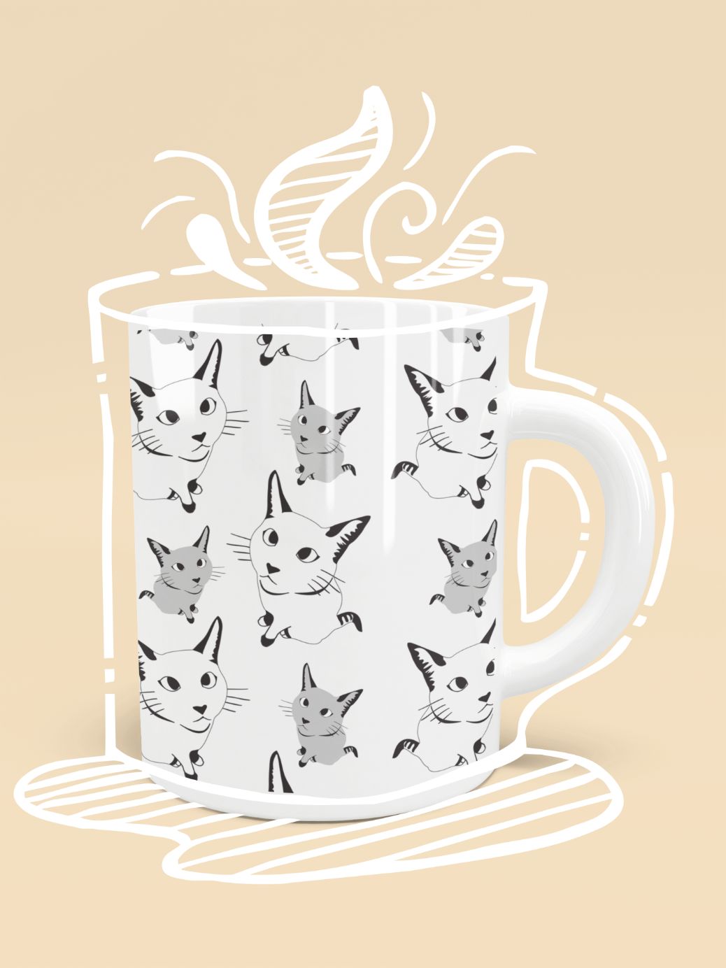 Cute Cat Pattern Mug