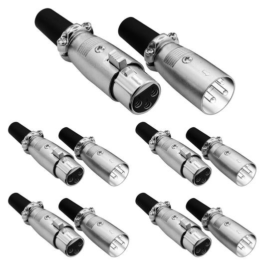 5Core XLR Connector Male Female to 1/4 Audio Jack 3 Pin Secure Mic