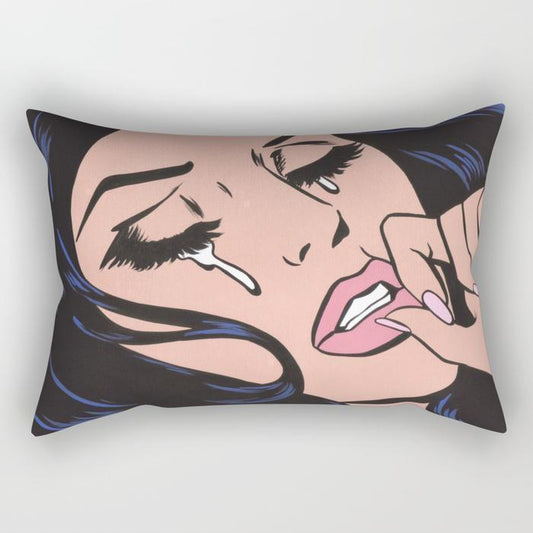 Crying Girl Rectangle Pillow