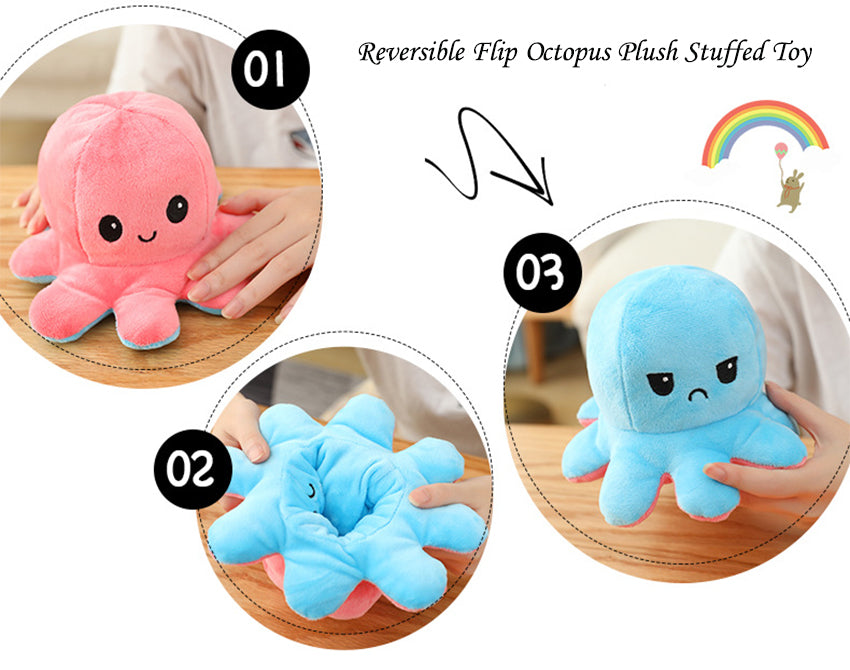 Reversible Flip Octopus Stuffed Plush Doll (Soft)