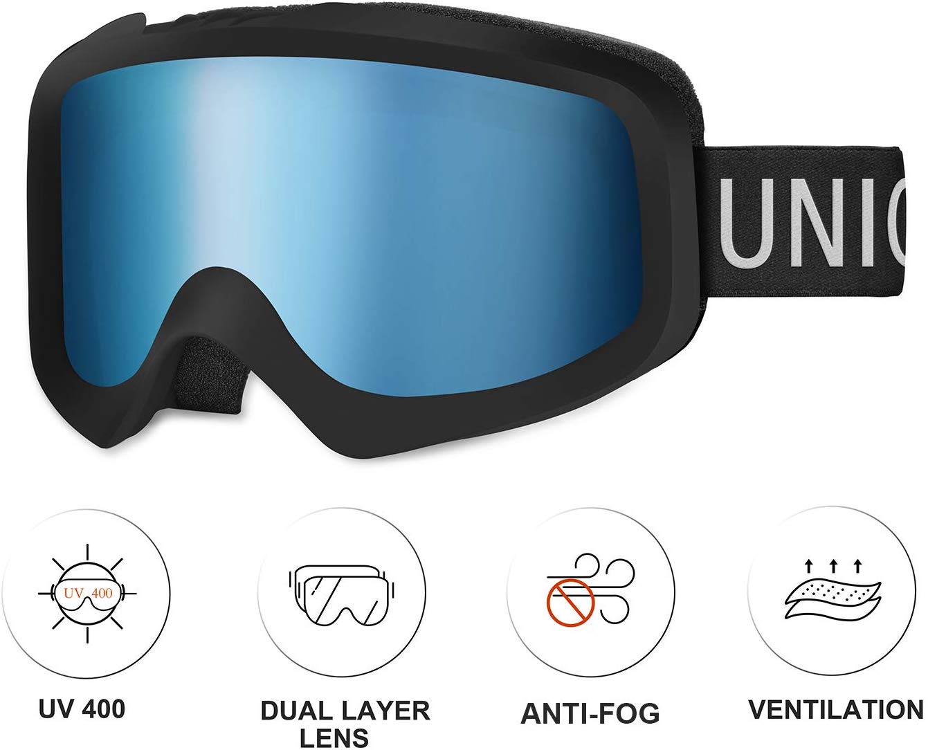 UNIGEAR Skido X1 Ski Goggles, UV Protection Anti-fog Snow/Snowboard