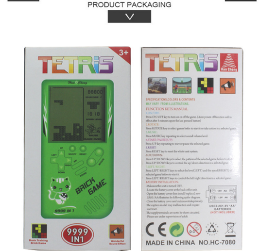 Retro Childhood Tetris Handheld Game Player Green