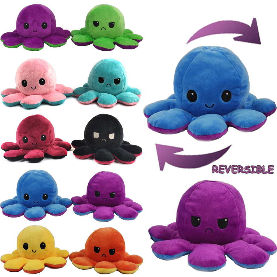 Reversible Flip Octopus Stuffed Plush Doll (Soft)