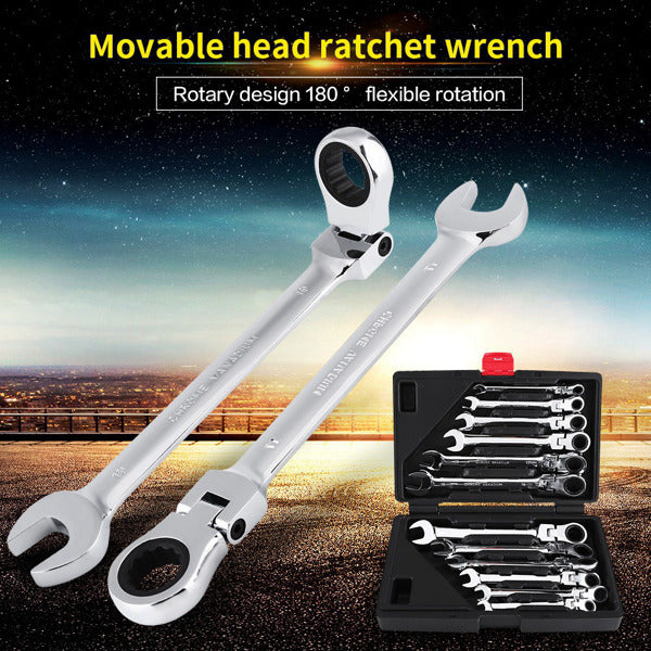 Pro Spanner Wrench Ratchet Polished Set Kit Metric 8 -19mm Car Tools