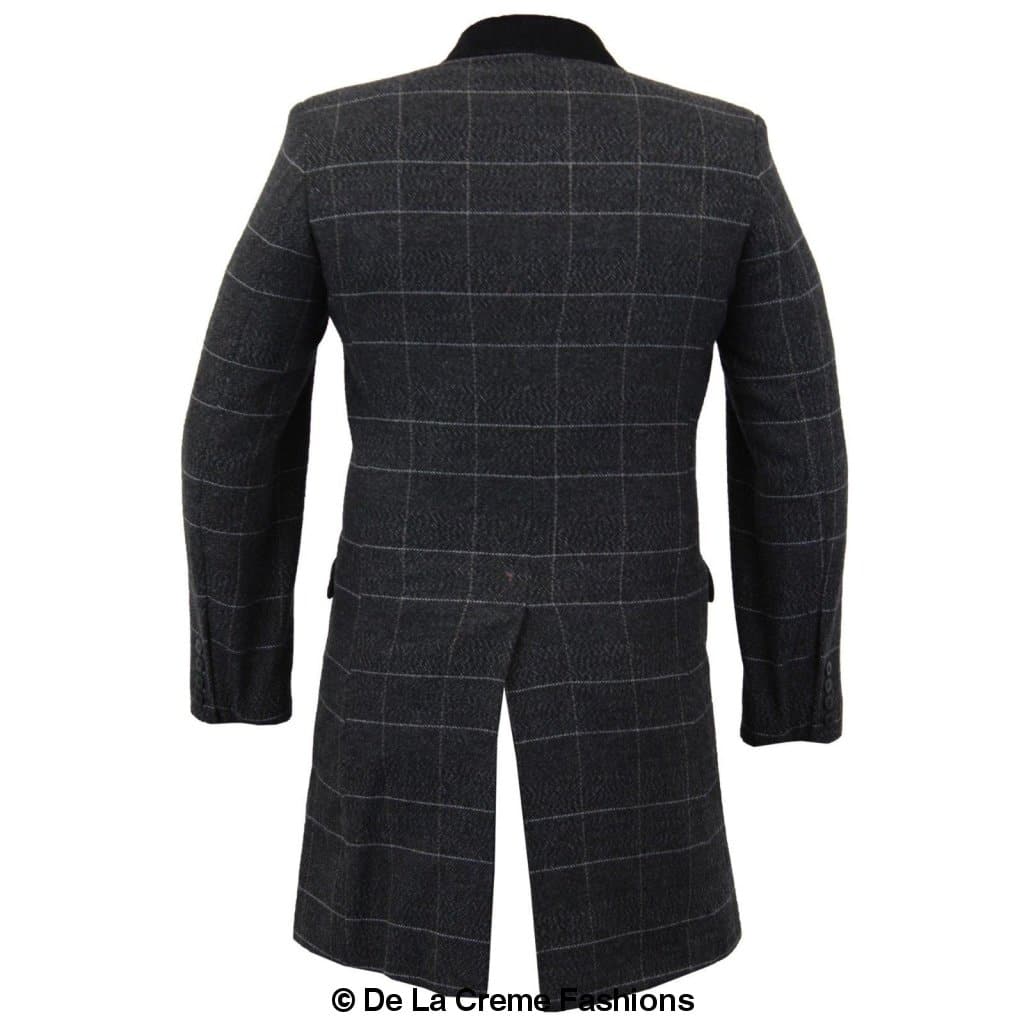 De La Creme MAN Check Design Retro Mod Coat