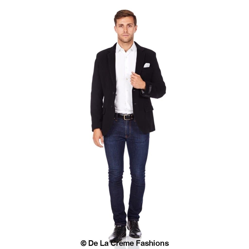 De La Creme MAN - Wool Blend Velvet Trim Formal/Casual Blazer