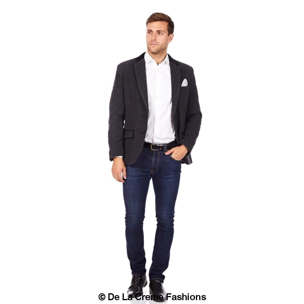 De La Creme MAN - Wool Blend Velvet Trim Formal/Casual Blazer