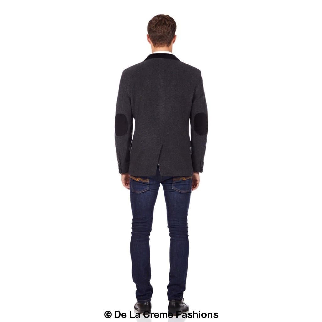 De La Creme MAN - Wool Blend Velvet Trim Formal/Casual Blazer