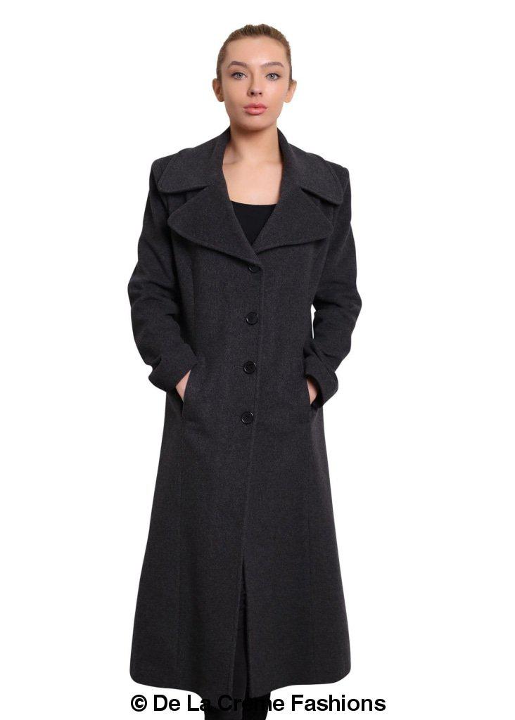 De La Creme - Womens Large Lapel Long Coat