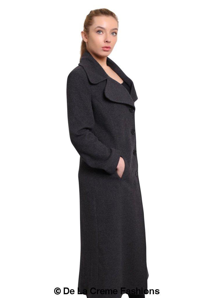 De La Creme - Womens Large Lapel Long Coat