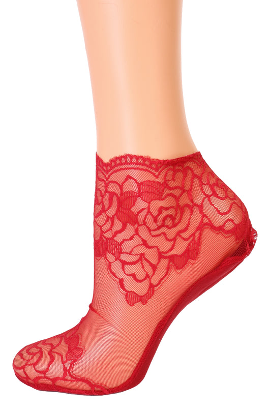 TERESA red lace socks